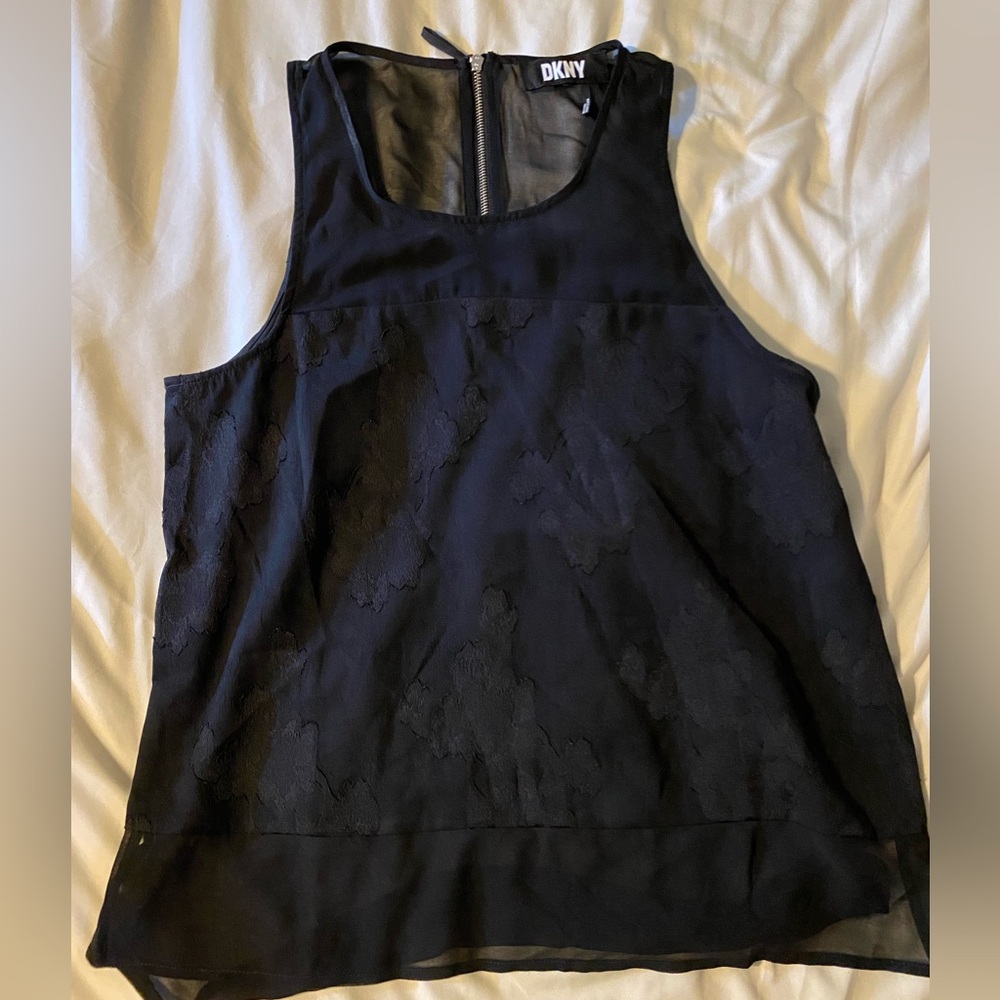 DKNY Black Sheer Lace Tank Top - Picture 3 of 5